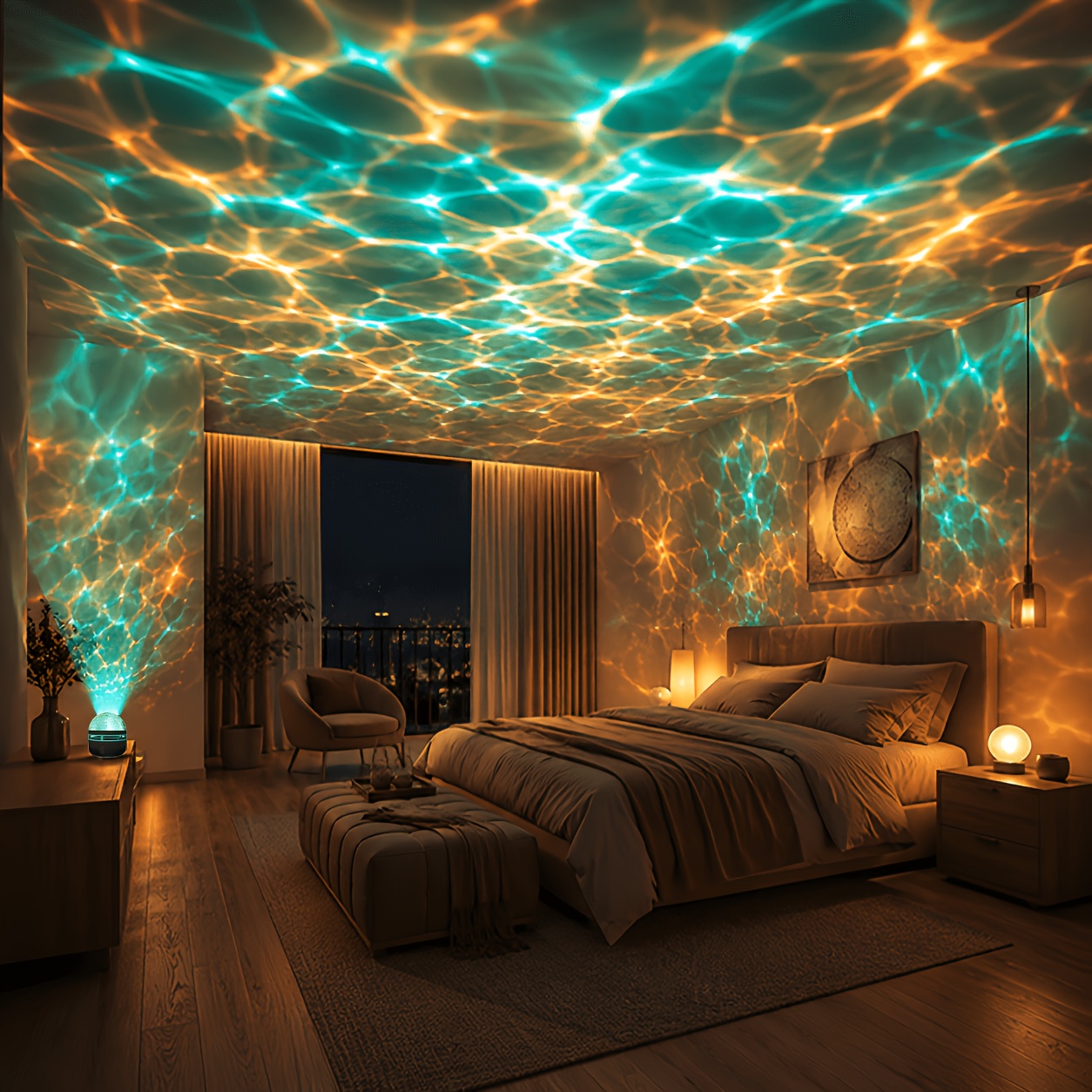 TEMU 1polaraurorarippleprojectionnightlight, Multi-colorgalaxy Projection Device, With Remote Control Function, Adjustable Brightness, Usb, Suitable