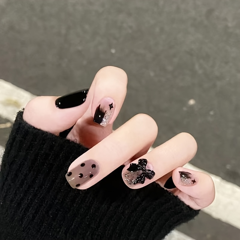 TEMU Stile e , 24pz di Luci a , Unghie Indossabili Fatte a Lucide e , , Tendenza di Moda Versatile, Unghie Finte Stile e , una Nail Art per e Cool