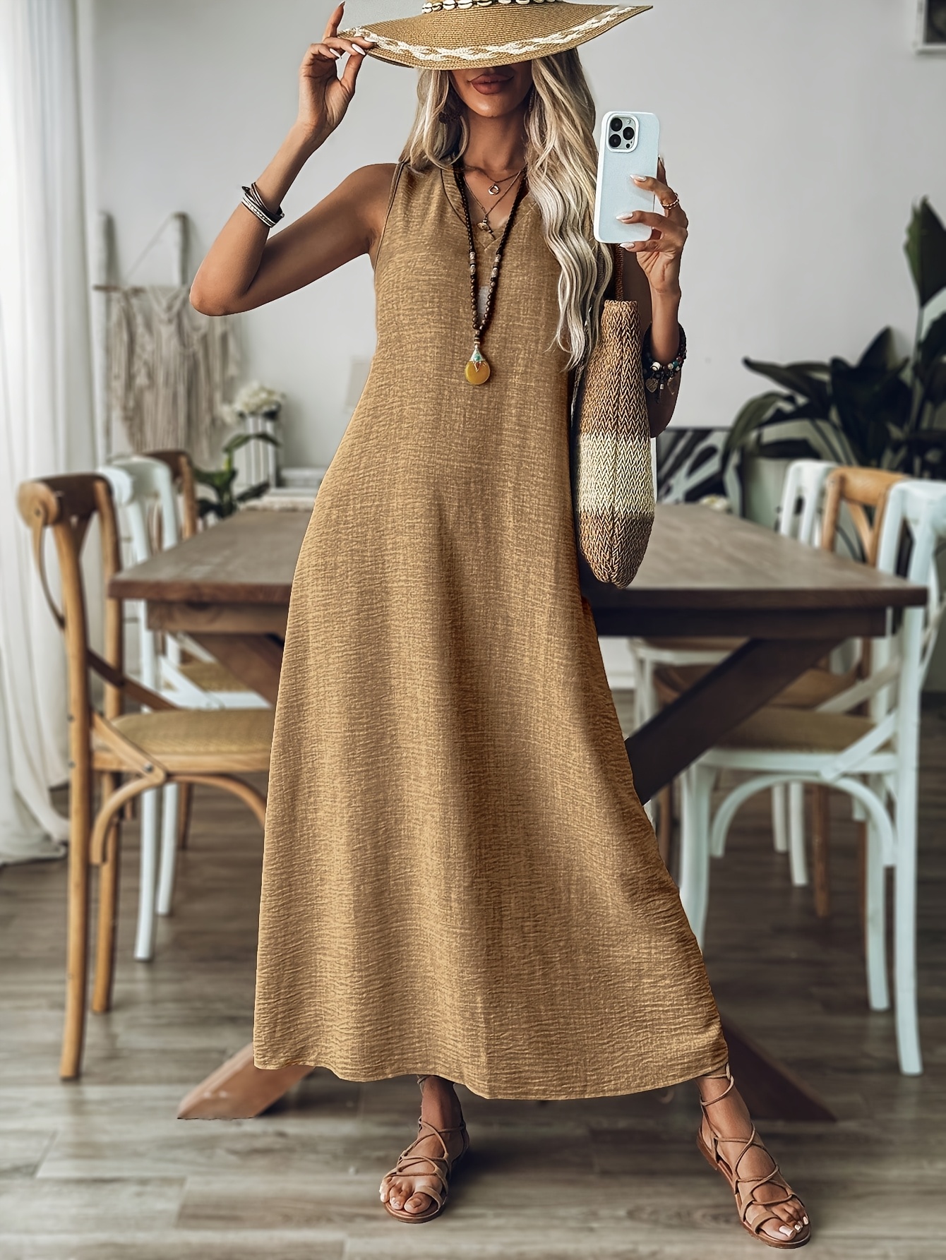 fitted lace wedding dress Ribbed Linen Oversized Loose Maxi Shirt Dress in 