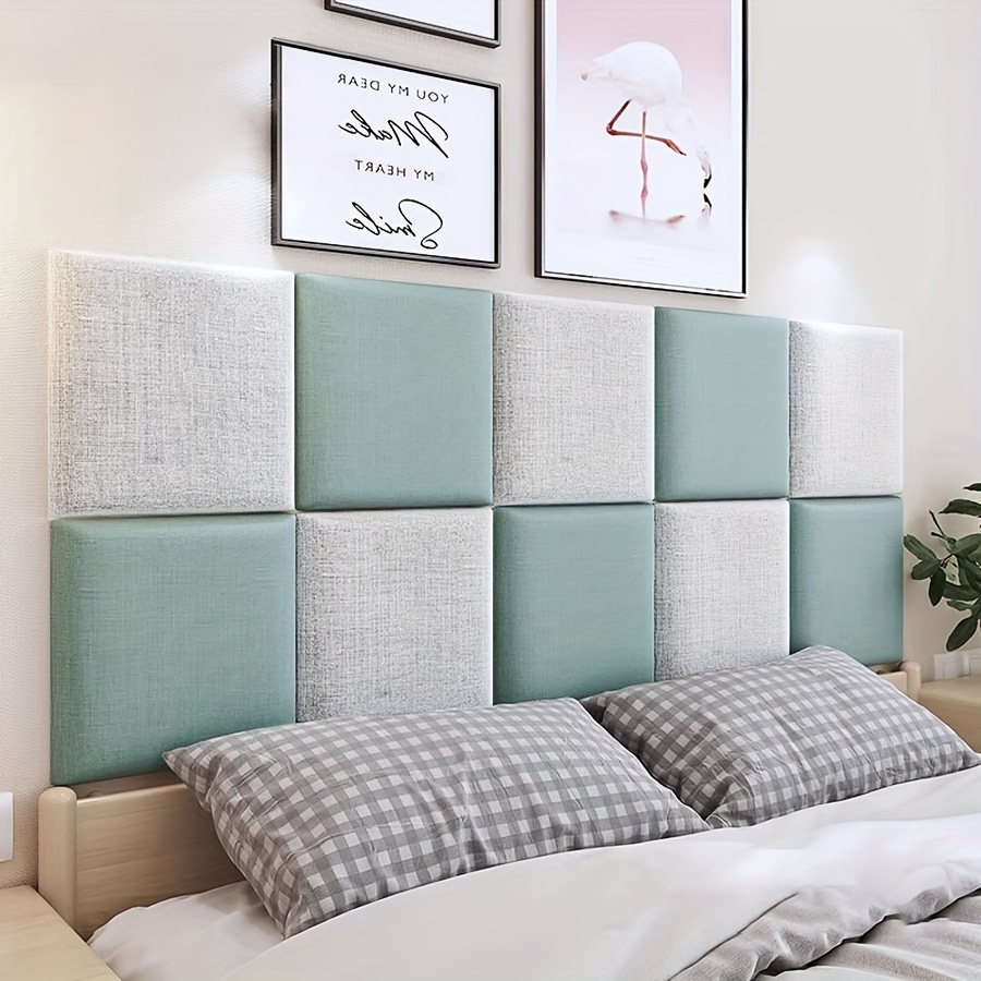 5 Stück Selbstklebende Kopfteil-Schutzfolien – Weiche Wandbezüge, minimalistisches Uni-Farben-Design,   dick, einfach zu befestigen für Sicherheit und Stil im Schlafzimmer, moderner Raumdekor, langlebiges Stoffmaterial,  , Wandsticker für Wohnzimmer