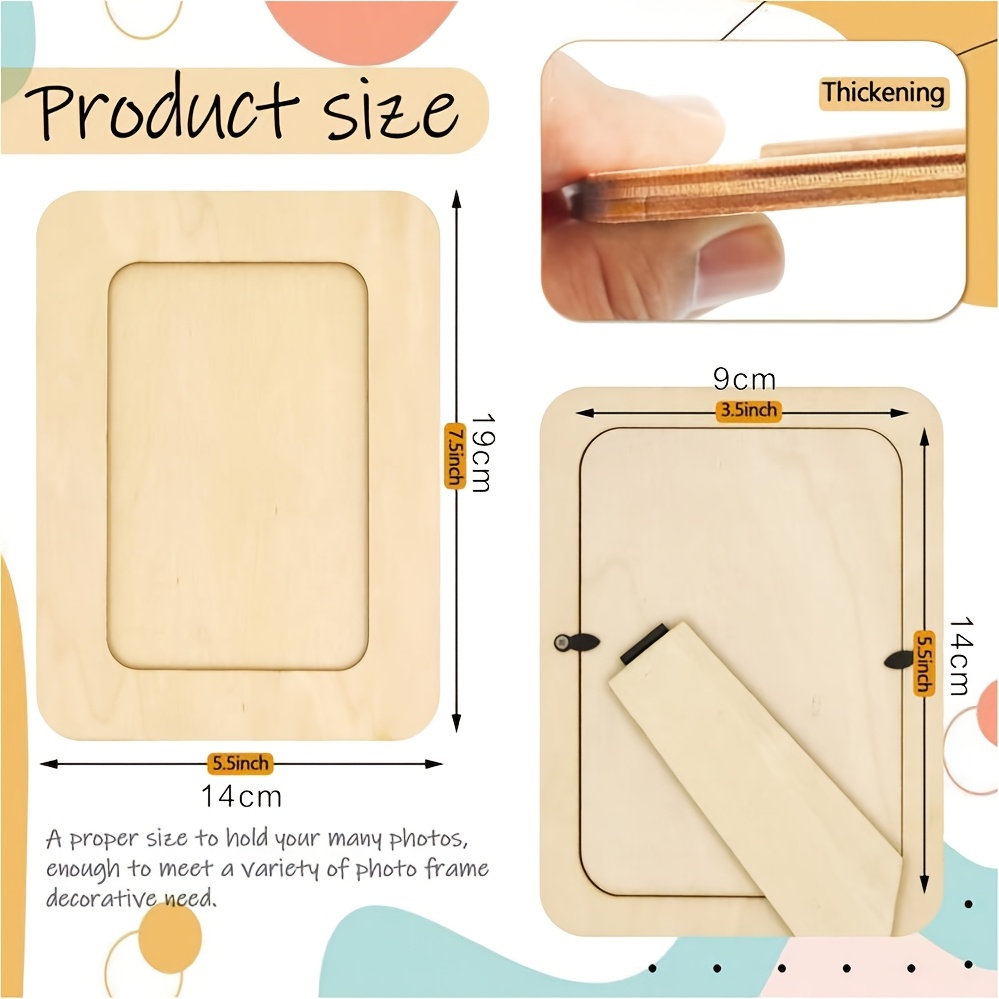 E-shop DIY Unlackierter Massivholz Bilderrahmen, geeignet für 4 x 6 Zoll Fotos, Bastelarbeiten, Gemälde, Kunstprojekte auch als Holzdekoration