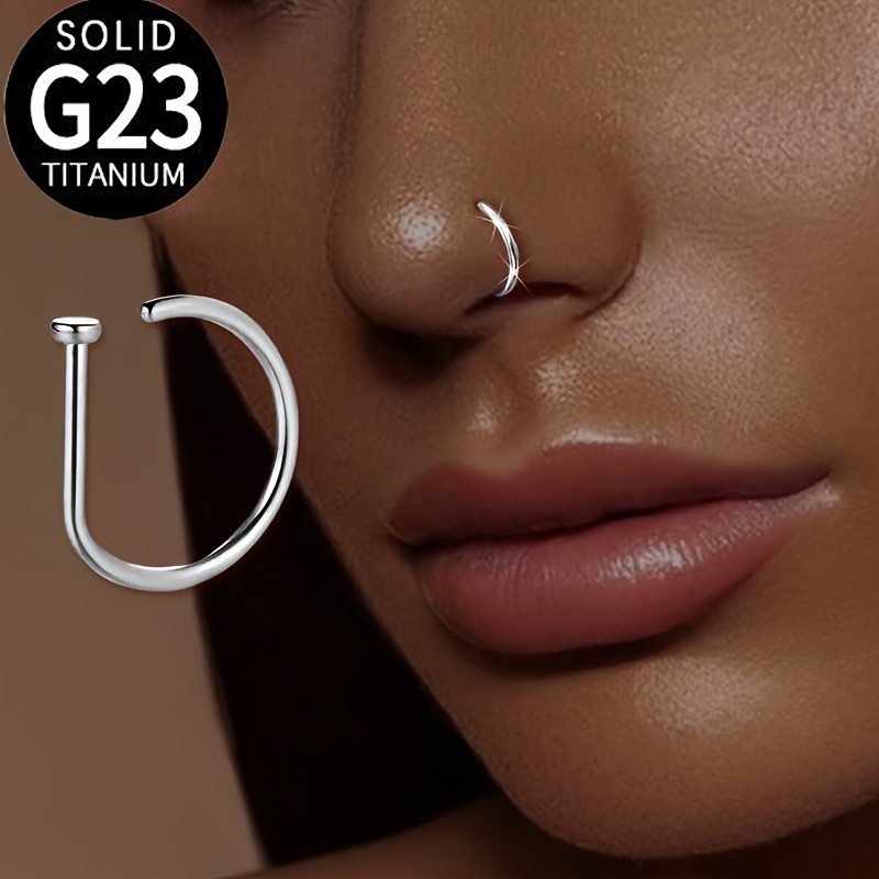 1pc Fashionable And Minimalist G23 Titanium D-shaped Nose Ring, And Hypoallergenic