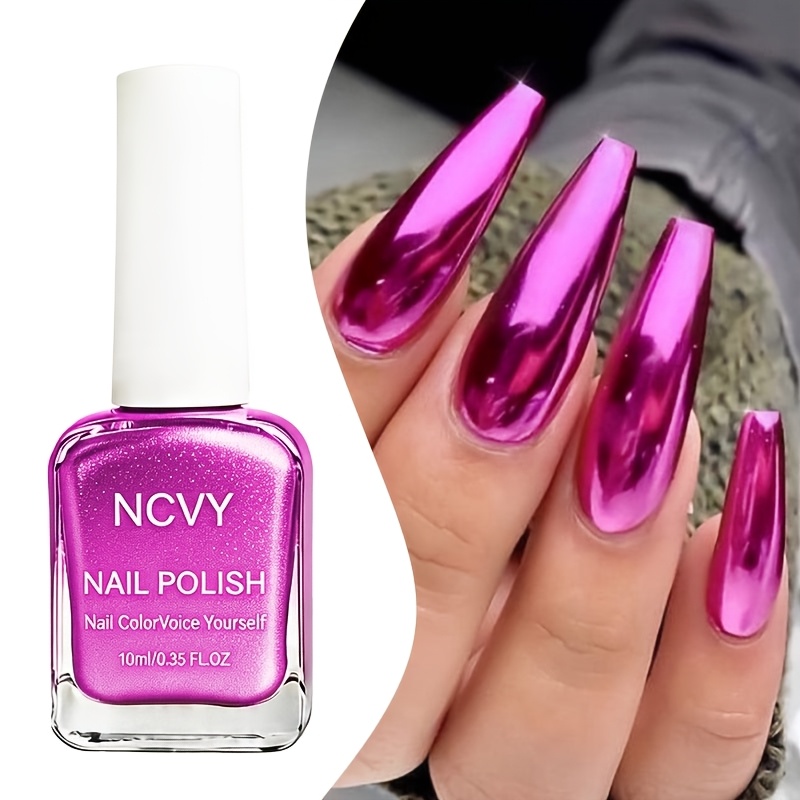 TEMU Ncvy Hot Pink Quick-dry For Nail Strengthening Oil-based For Nail Polish 1pc 10 Ml, Contains Keratin, Long-lasting Formula For Weak/soft For