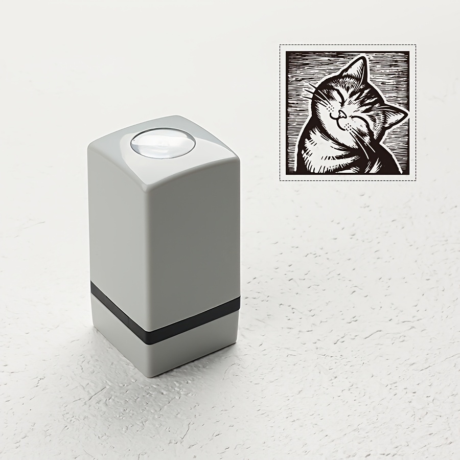1 Adorable Cat Pattern Stamp, Stamp, Automatic Ink-up Stamp, -style Cat Design, Suitable For Students And Artistic Youths, Ideal For Diary Stamping