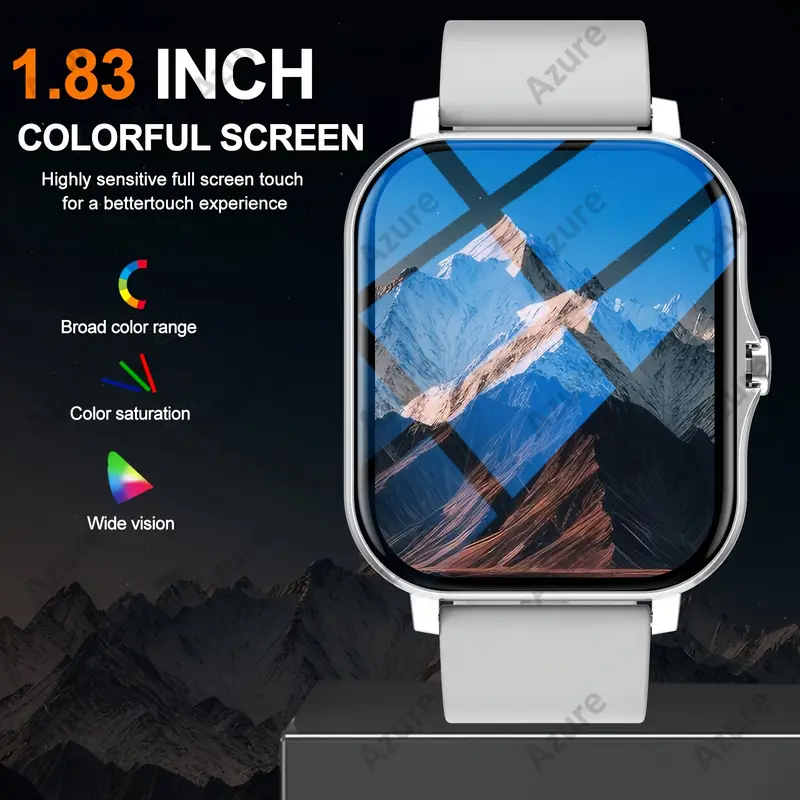 2024 83 дюйма полный HD умные часы с поддержкой Wi-Fi, напоминание о звонках, SMS, сообщение, напоминание в приложении, спортивные часы, сменный фон, несколько видов спорта, совместимы с и iPhone, унисекс, идеальные, детали 0