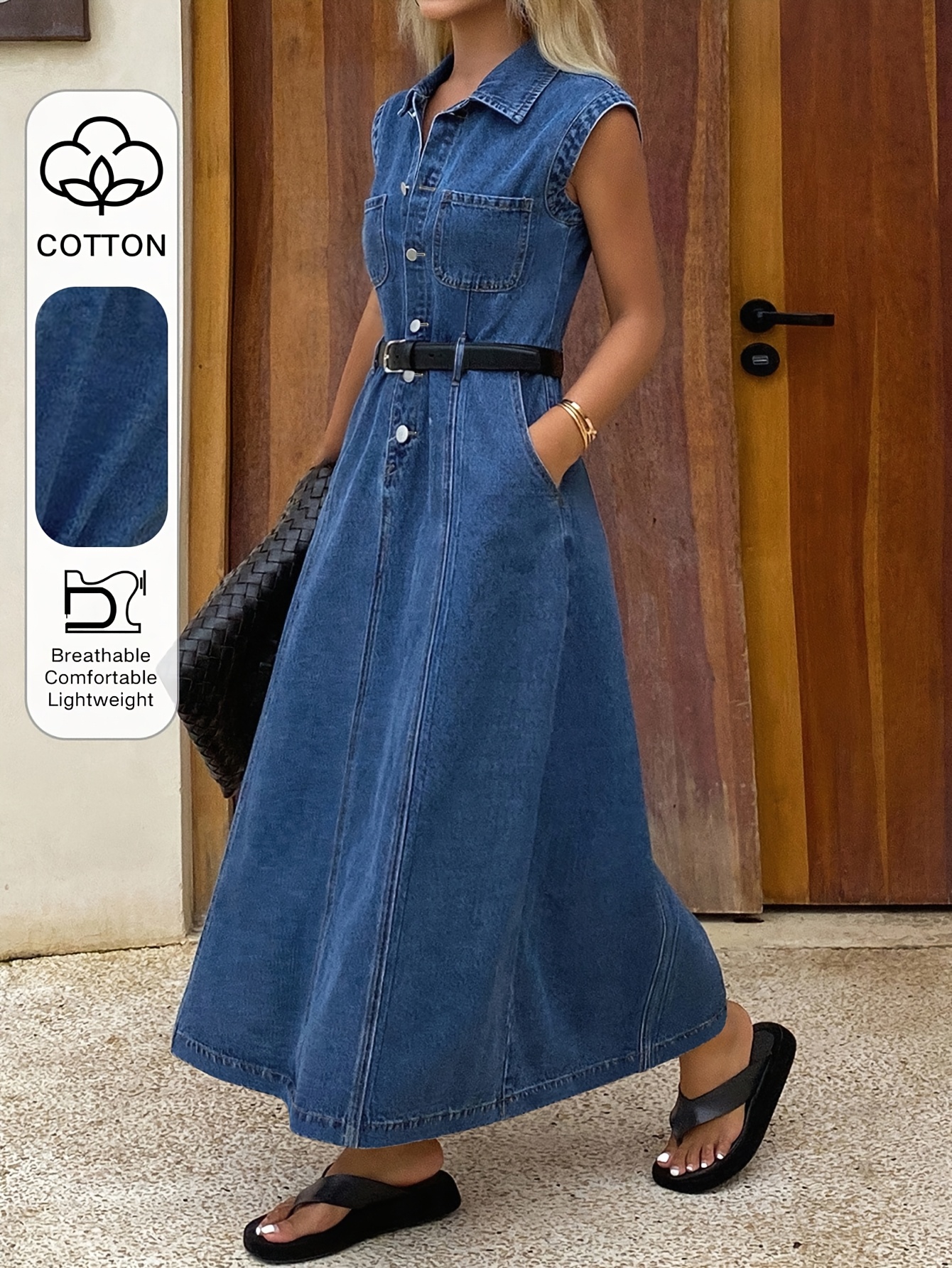 fitted lace wedding dress Mylie Denim Maxi Dress main image 0