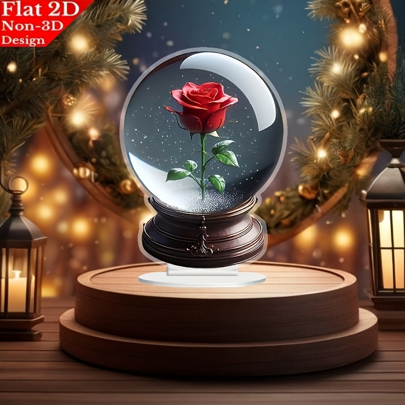 

2d Flat, 2d Flat Acrylic Bohemian Style Crystal Ball With Stand, Romantic Decorative Art Ornament, Versatile Home And Office Decoration, Suitable For Friends, Relatives And Festive Table Display