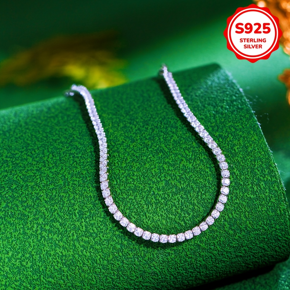 elegant 925 sterling silver tennis chain bracelet with synthetic cubic zirconia adjustable 2mm 3mm hypoallergenic glitter broken   design daily gift wear valentines day jewelry gift for women details 5