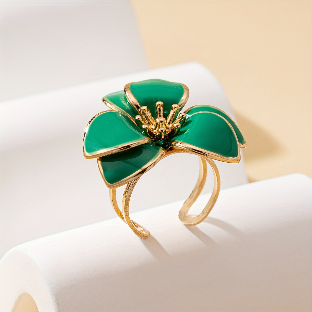 Fashionable Floral Colorful Drip Adjustable Open Ring