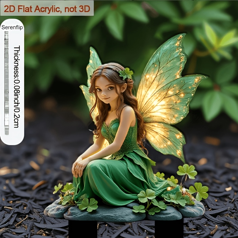 2d flat 2d flat 2d flat 2d flat 2d flat acrylic   garden stake with patterned tip flat acrylic outdoor plant suitable for pots fairy gardens and yard decor magical fairy decor for potted plants