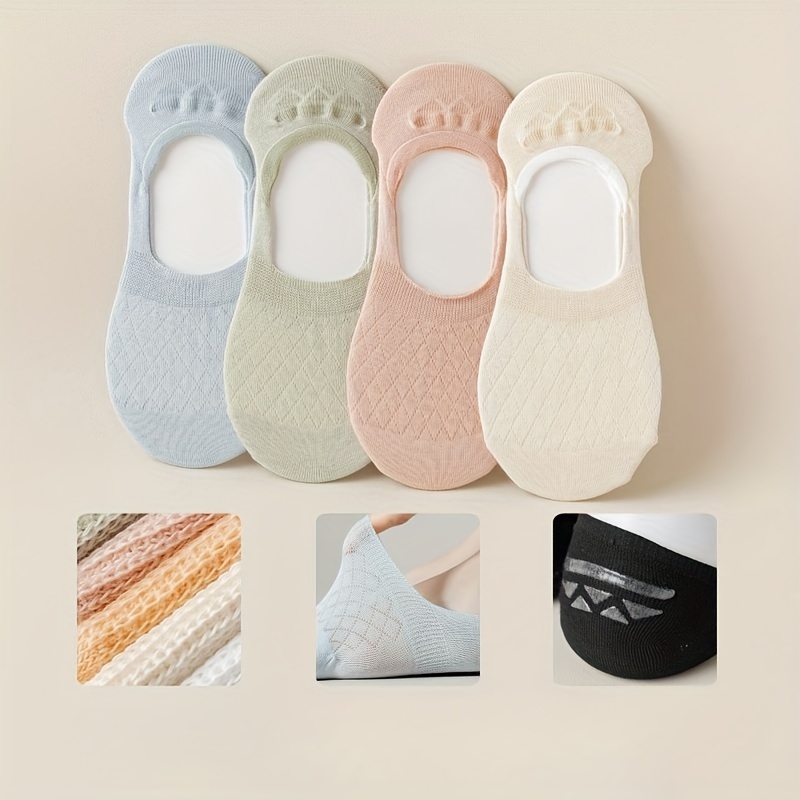 8 Pairs of Versatile Spring/Summer Japanese Candy-Colored Breathable Diamond Pattern Casual Socks