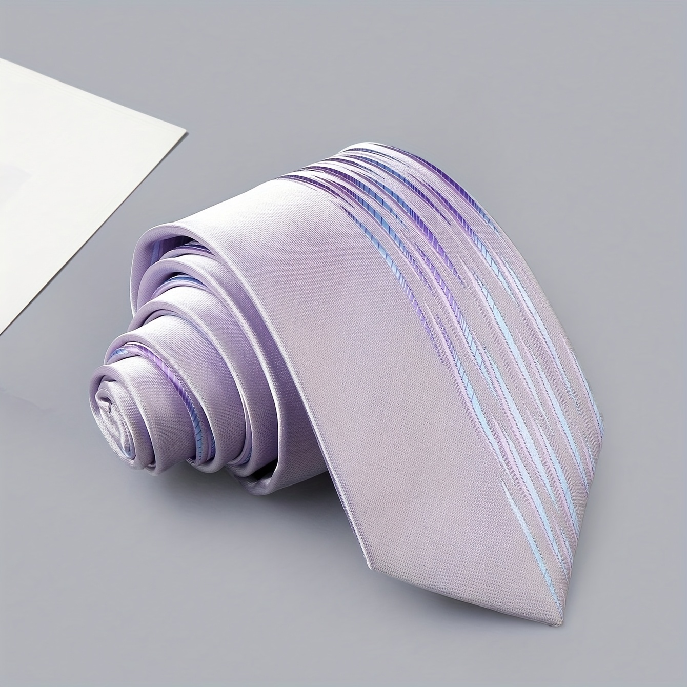 1pc mens 7cm wide 2400 needle high density polyester tie modern gradient lavender purple to lilac ombre     for business casual weddings easter valentines day father s day gifts gift for dad sleek accessory       0