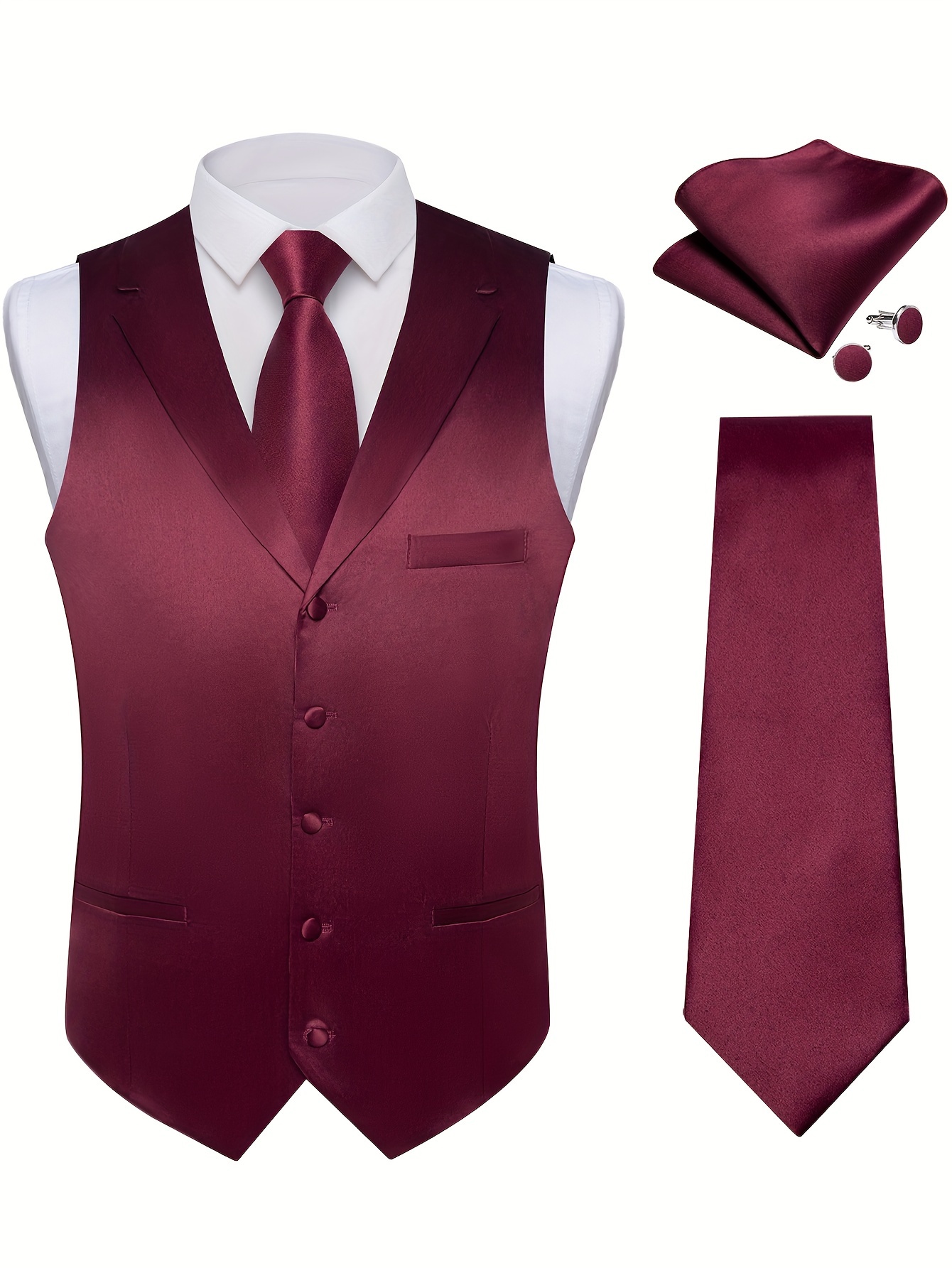 color   solid color     vest tie handkerchief cuff set fashion standard model 0
