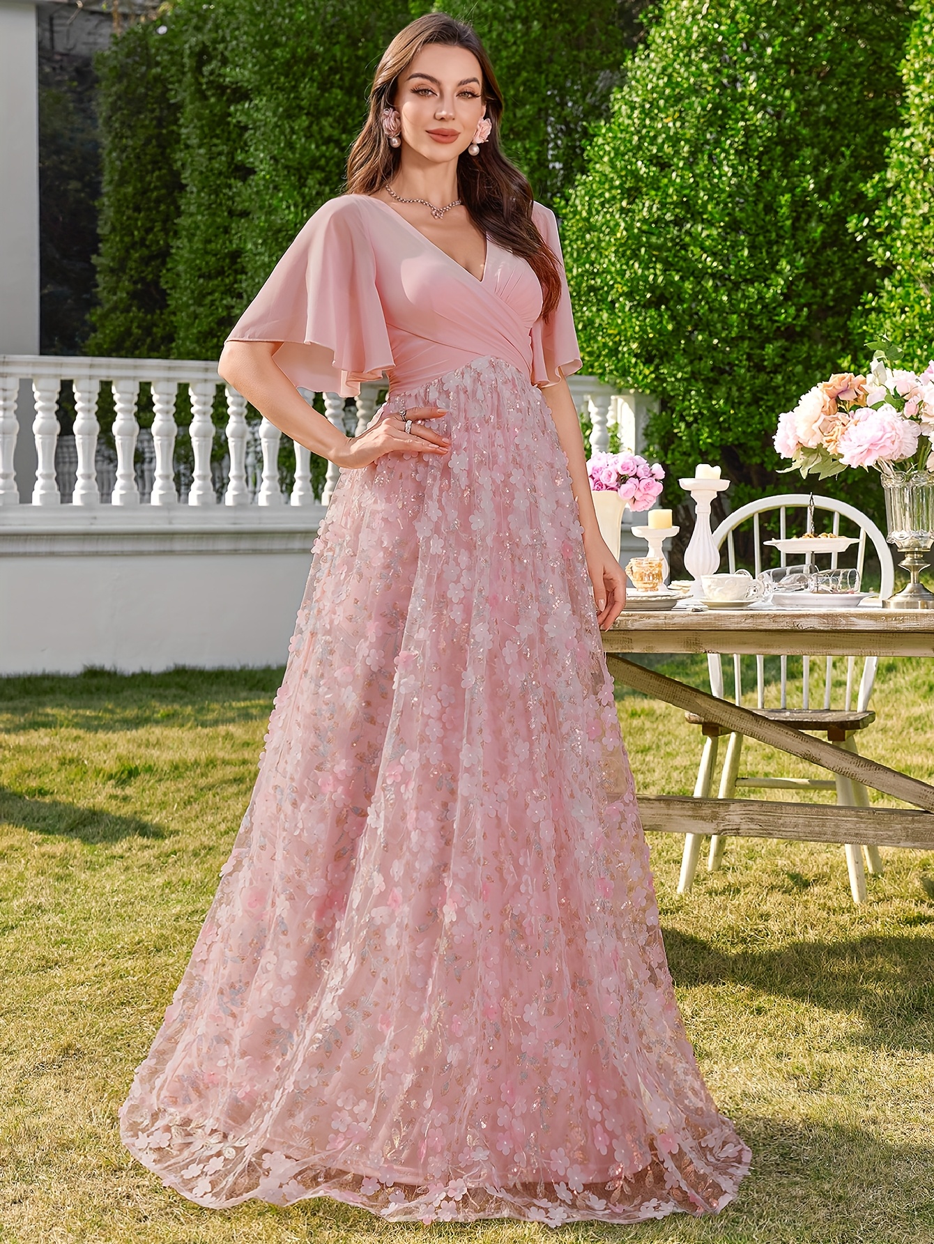 A-Lijn Ronde Hals Asymmetrische De Chiffon Kant Bruidsmeisjes Jurk