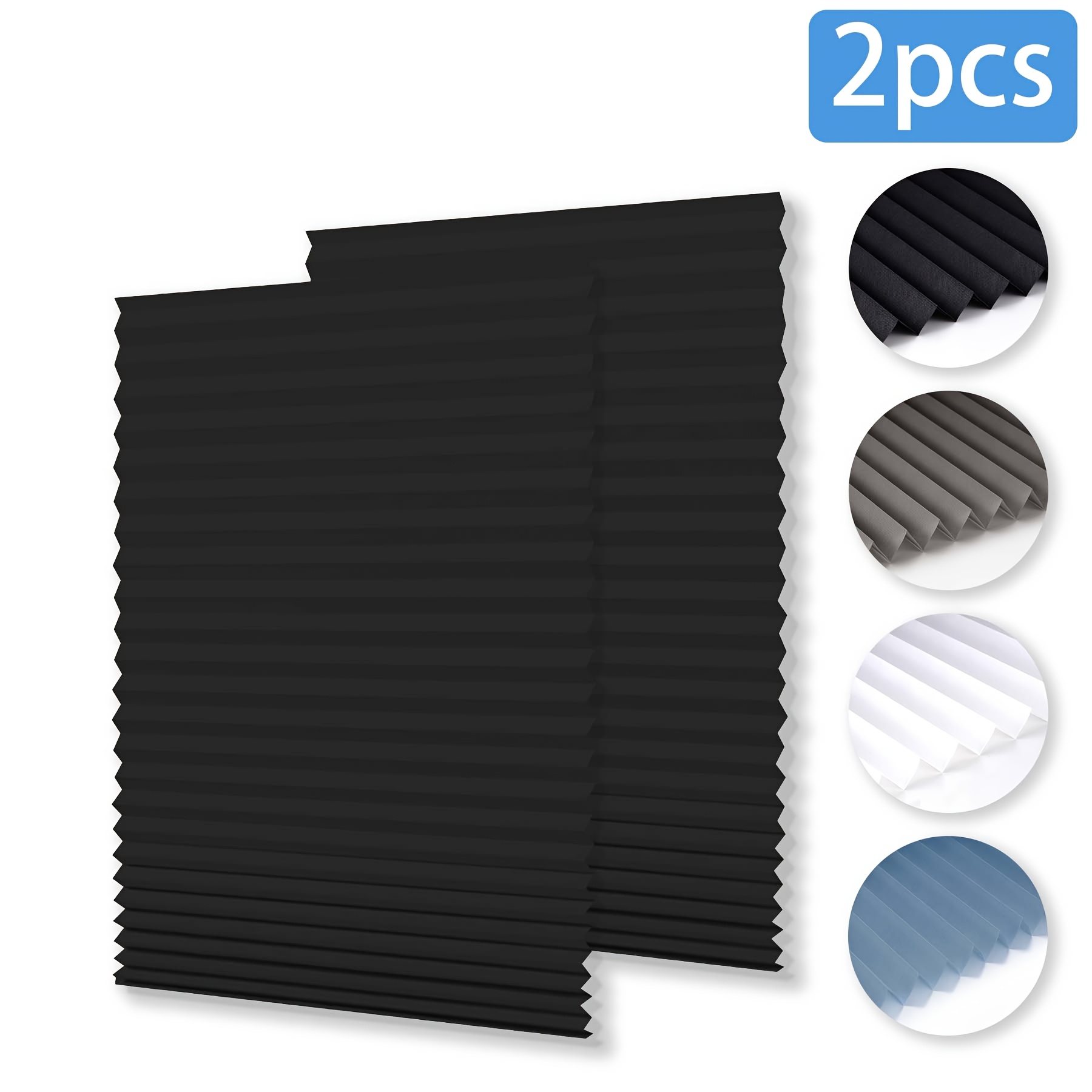 TEMU 2pcs High Density Non- Sunshade/detachable/adjustable Size/pleated Design/includes 2 Clips/detachable Curtains With Adhesive - Suitable For