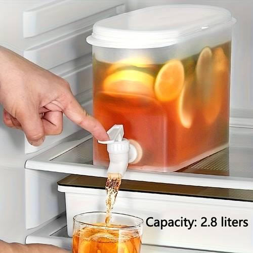 1pc plastic kettle plastic beverage dispenser with tap large capacity container cold kettle with faucet in fridge pot lemonade bottle household supplies