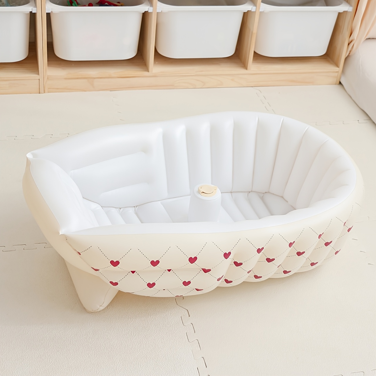 Nordic-style Inflatable Bath Basin for Newborns and Babies, Inflatable Bath Basin for Infants and Toddlers, Portable Bath Basin for Going Out, Play Pool