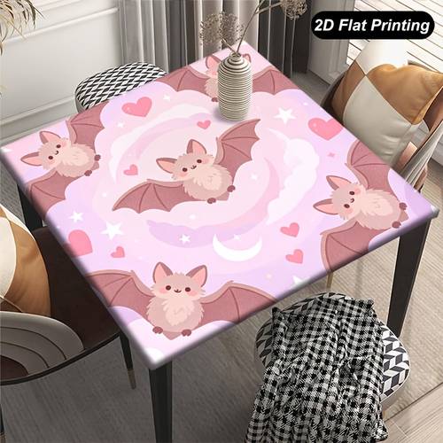1pc elastic polyester square tablecloth bat moon star heart 36x36 inch versatile style for kitchen dining party outdoor use home decor