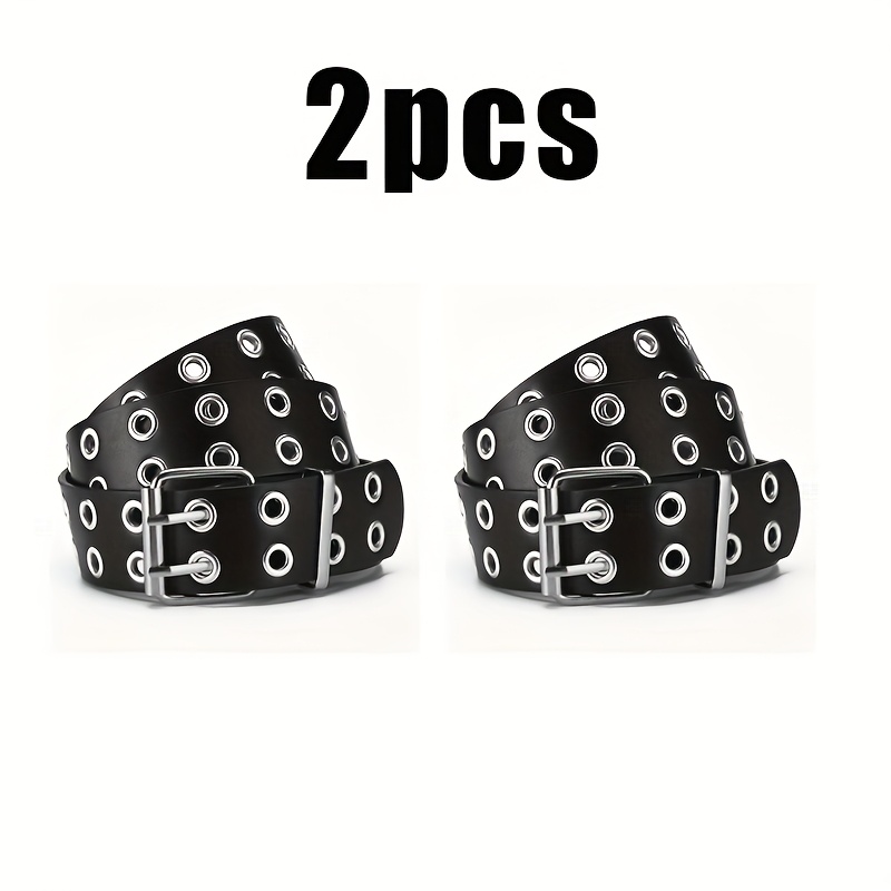 2pcs Fashionable And Easy Punk Style Black Belts Y2k Style High-quality Suitable For Jeans And Dresses