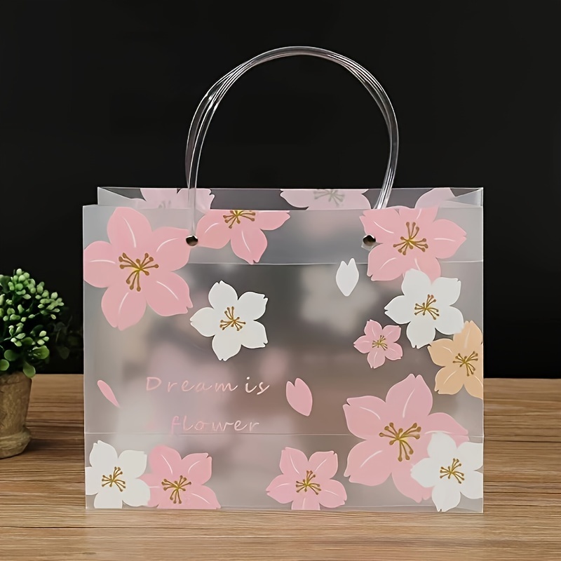 

1pc Plastic Tote Bag Fixed, Clothing Shopping Bag Gift Bag Transparent Pvc Hand Gift Bag Eid Al-adha Mubarak