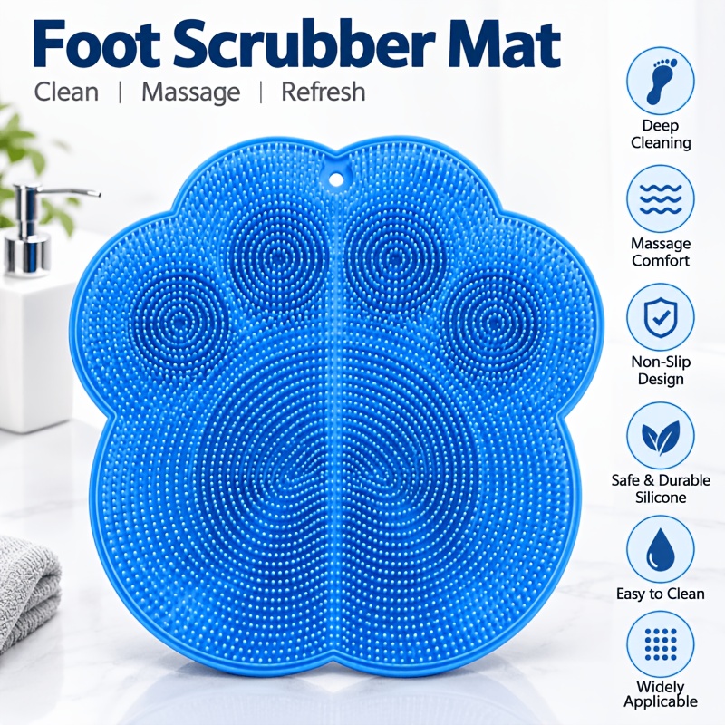 5pcs Bathroom Massage Mats with Scrub Gloves and Hooks