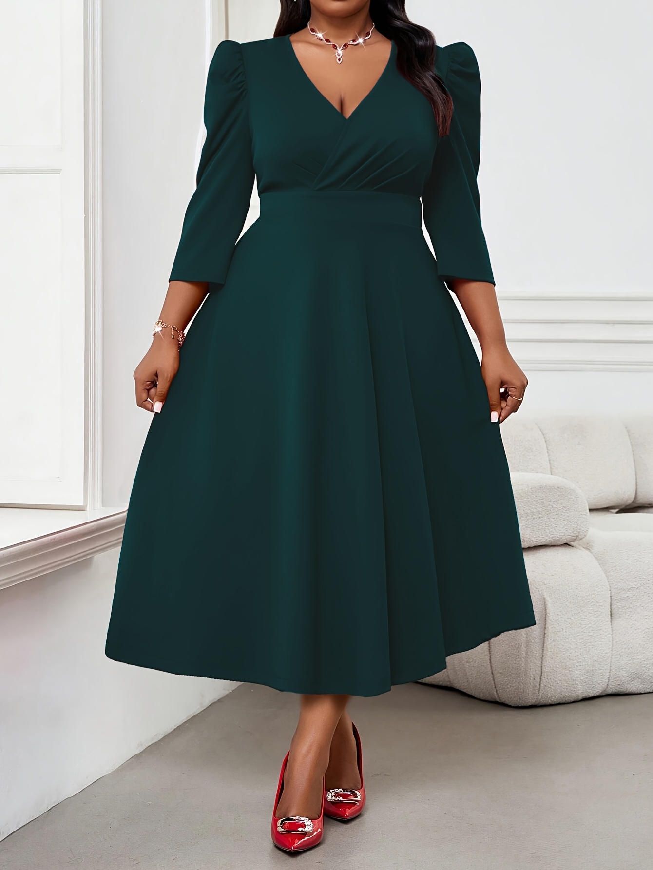 plus size high fashion dresses Final Sale Plus Size Faux Wrap Sleeveless Gown with Criss Cross Back a main image 0
