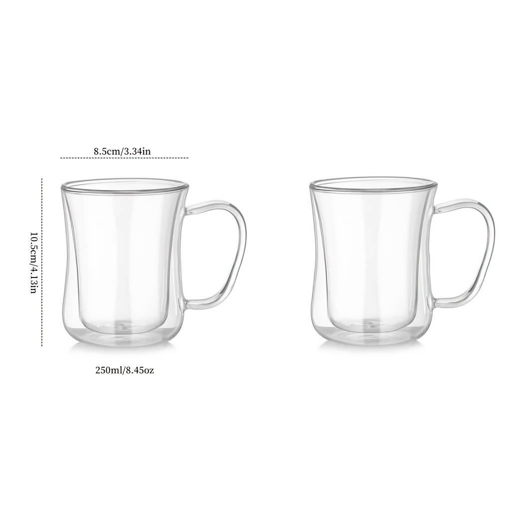 TEMU 2 pezzi/4 pezzi Bicchiere a in vita da 250 ml in vetro borosilicato per casa, forniture da cucina > Cucina e sala da > Stoviglie e bicchieri >