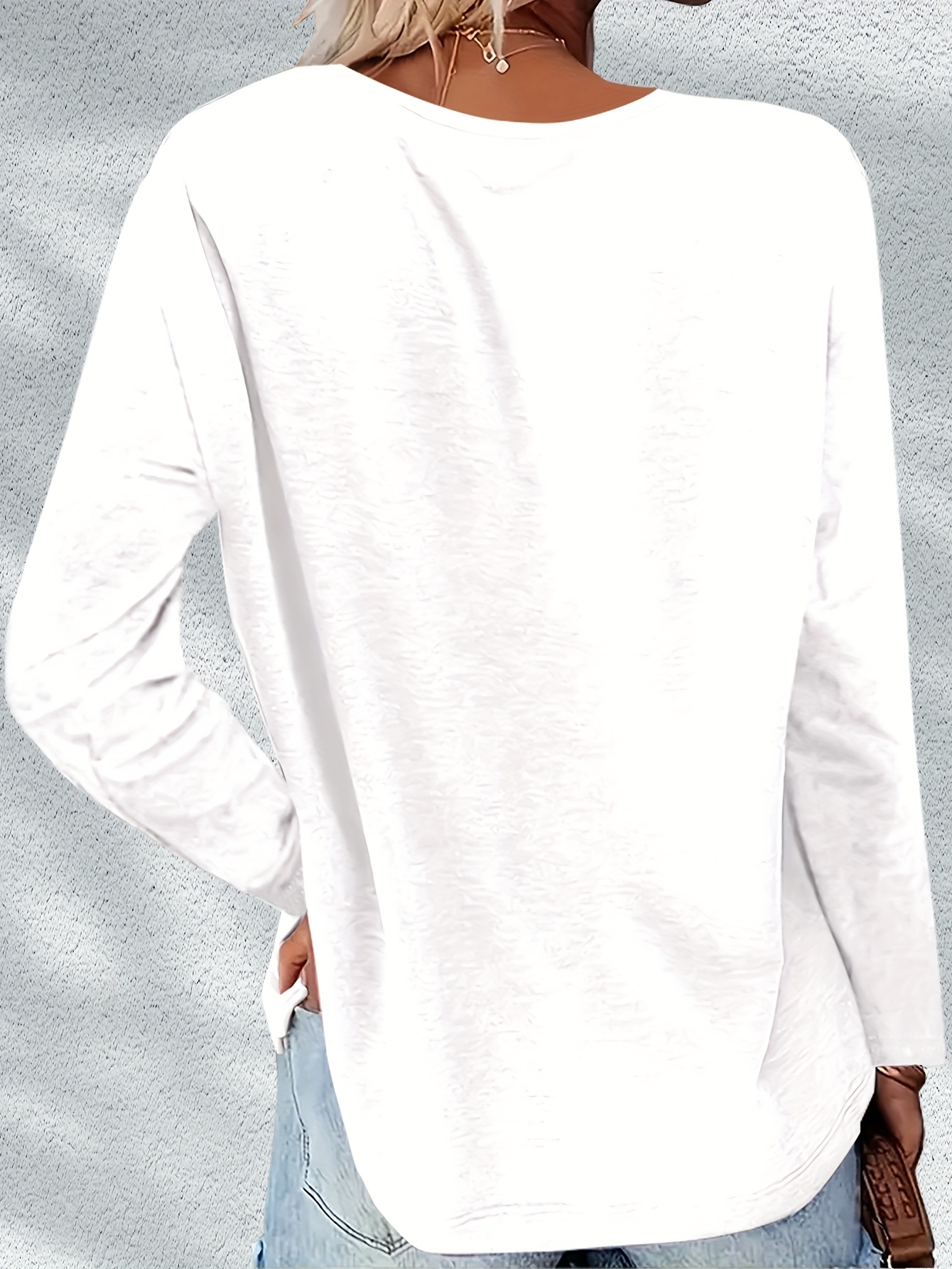 3pcs womens casual v neck long sleeve t shirts soft stretchy fabric solid color basic tees for   layering   regular fit pullover   layering fashion versatile clothing comfortable wear Product details 10