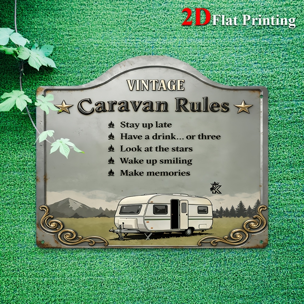 TEMU 2d Flat - 1pc 2d Flat Depicting Vintage Rules, Showcasing A Retro Against Mountains And Stars, Ideal For Charming Living Rooms, Rustic Kitchens,