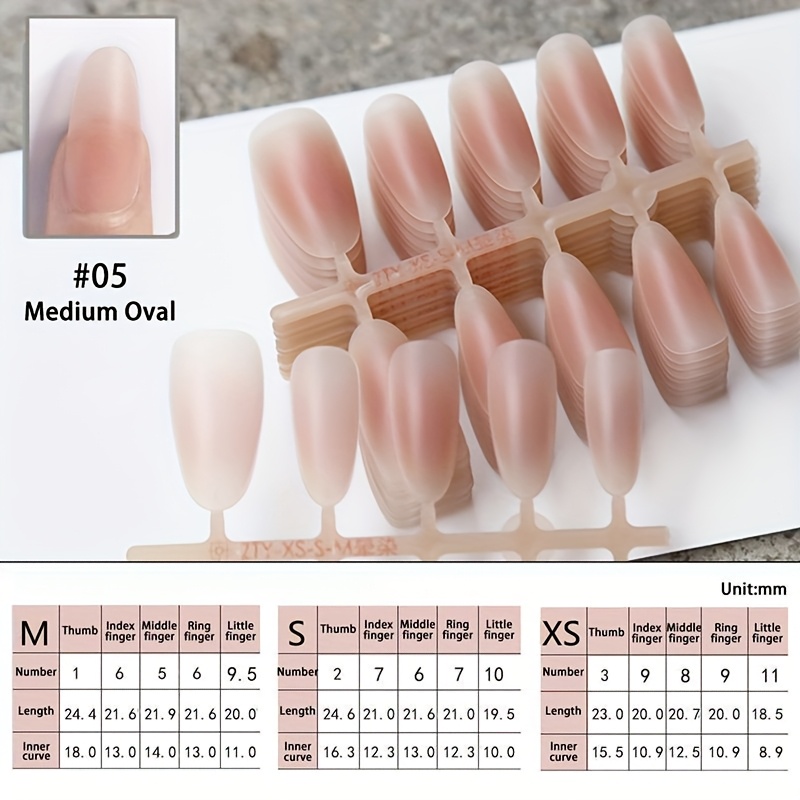 30pcs Matte Long Medium Oval Fake Nails Pink Short T Full Nail Tips Nude Pinkish Gradient Press On Nails Minimalist Style Xs S M False Nails For Women Parties Weddings Daily Wear