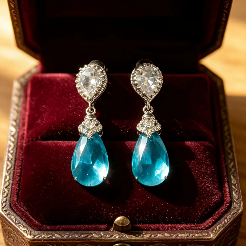 TEMU 1 Pair Fashionable Luxury Sparkling - Women's Hanging Earrings - Suitable For Banquets, Weddings, Parties To Wear - Holiday Gifts - Without Box