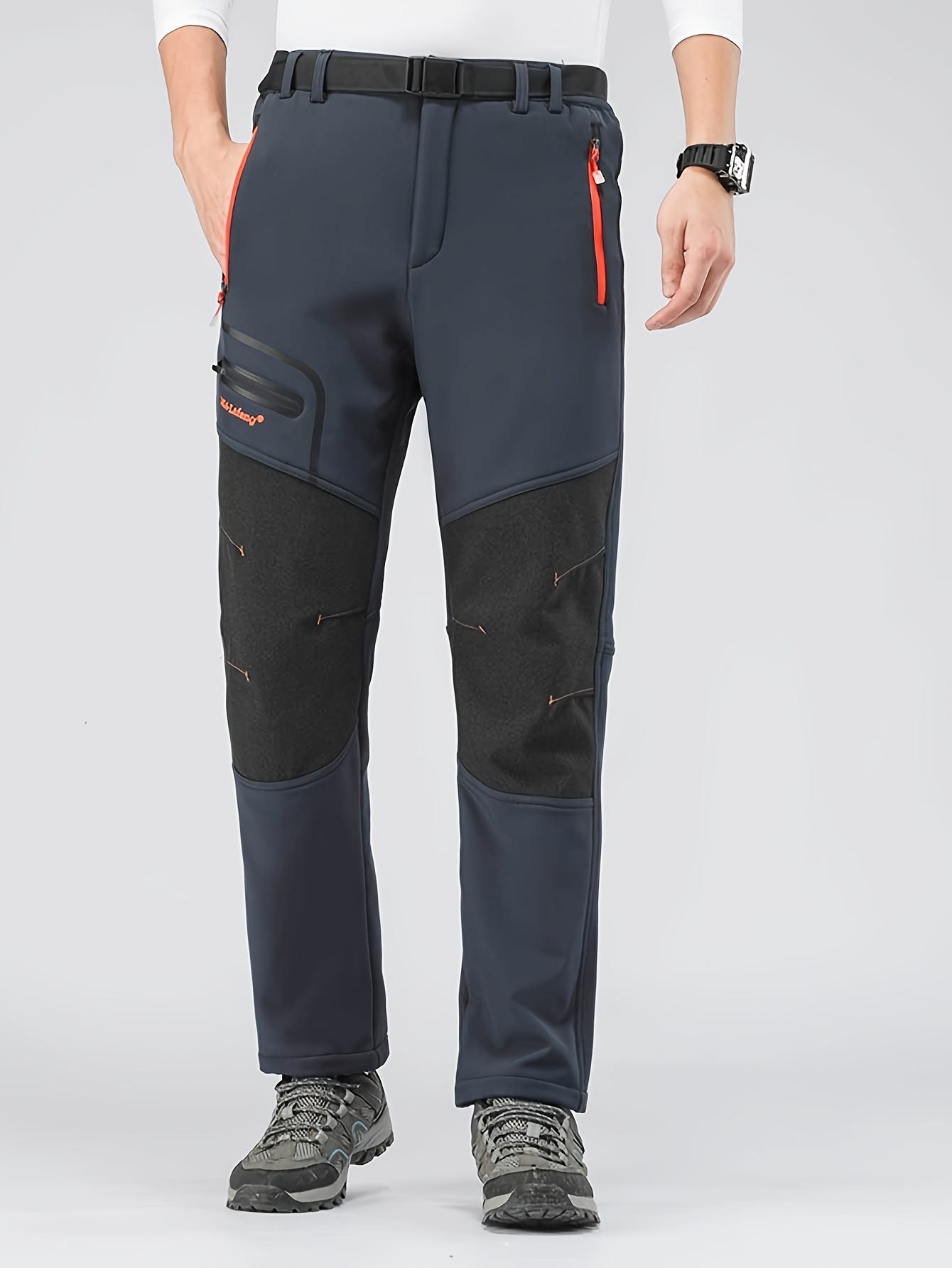 mens heavy duty winter thermal cargo pants with multi   belt loops zippered pockets hunting skiing durable trousers