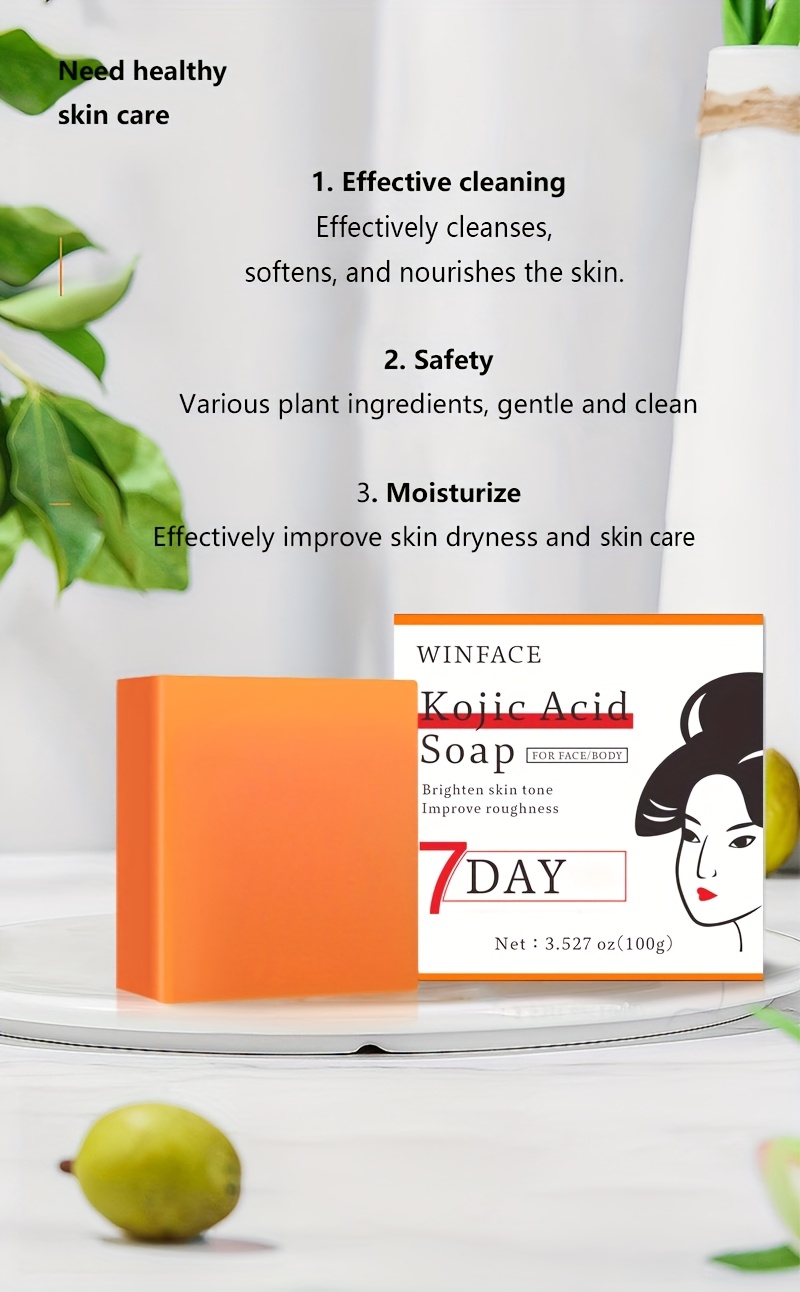 8 komada 100g Sapun s Kojinskom Kiselinom - Posvjetljujući Svijetlo Bež, Hidratantni, Kontrola Masnoće za Ruke, Lice, Kupanje - Prirodni Aroma Naranče, Eterično Ulje, Nježno Čišćenje, Božić