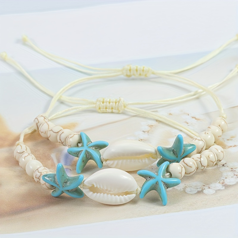 

12pcs Starfish Shell Adjustable Bracelet Set - Ocean Beach Theme, No Electricity Required, Feather-free Material - Ideal For Weddings, Birthdays, Anniversaries