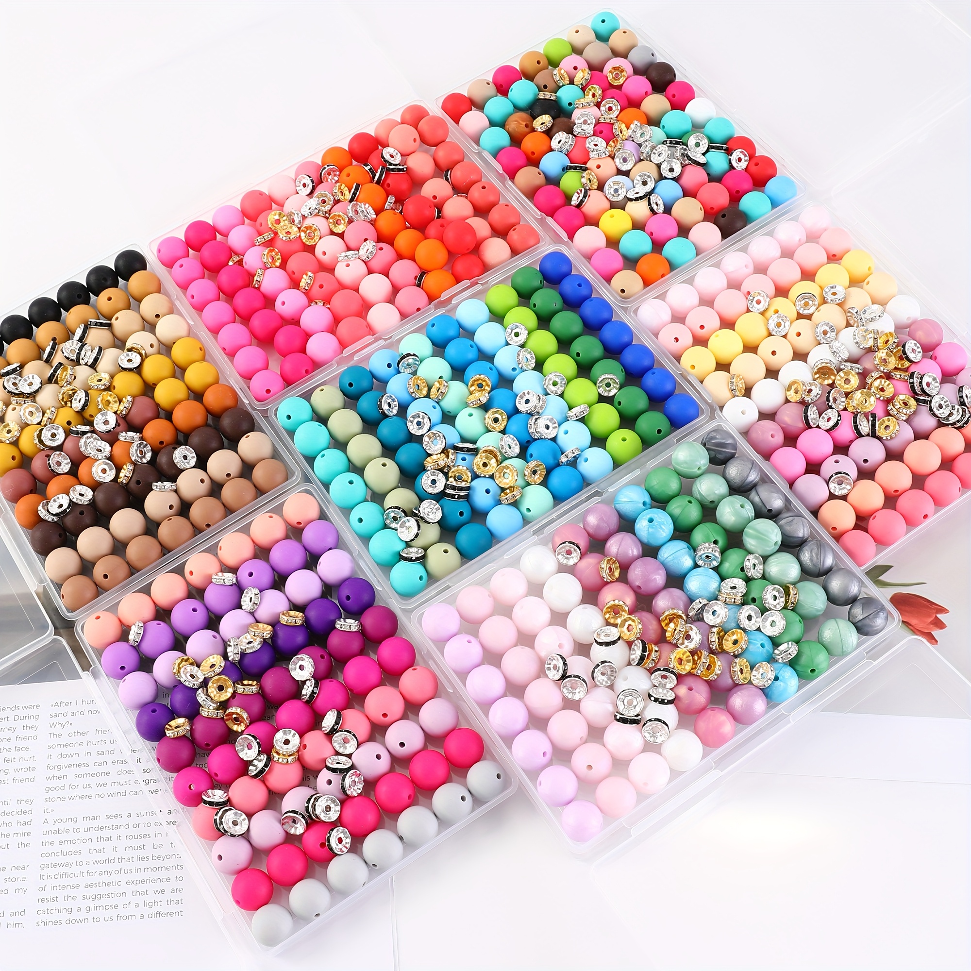 A Collection of 105 Silicone Beads, Circular with Straight Openings, Offered in Various Colors, Ideal for Crafting Jewelry, Bracelets, And Decorative Items