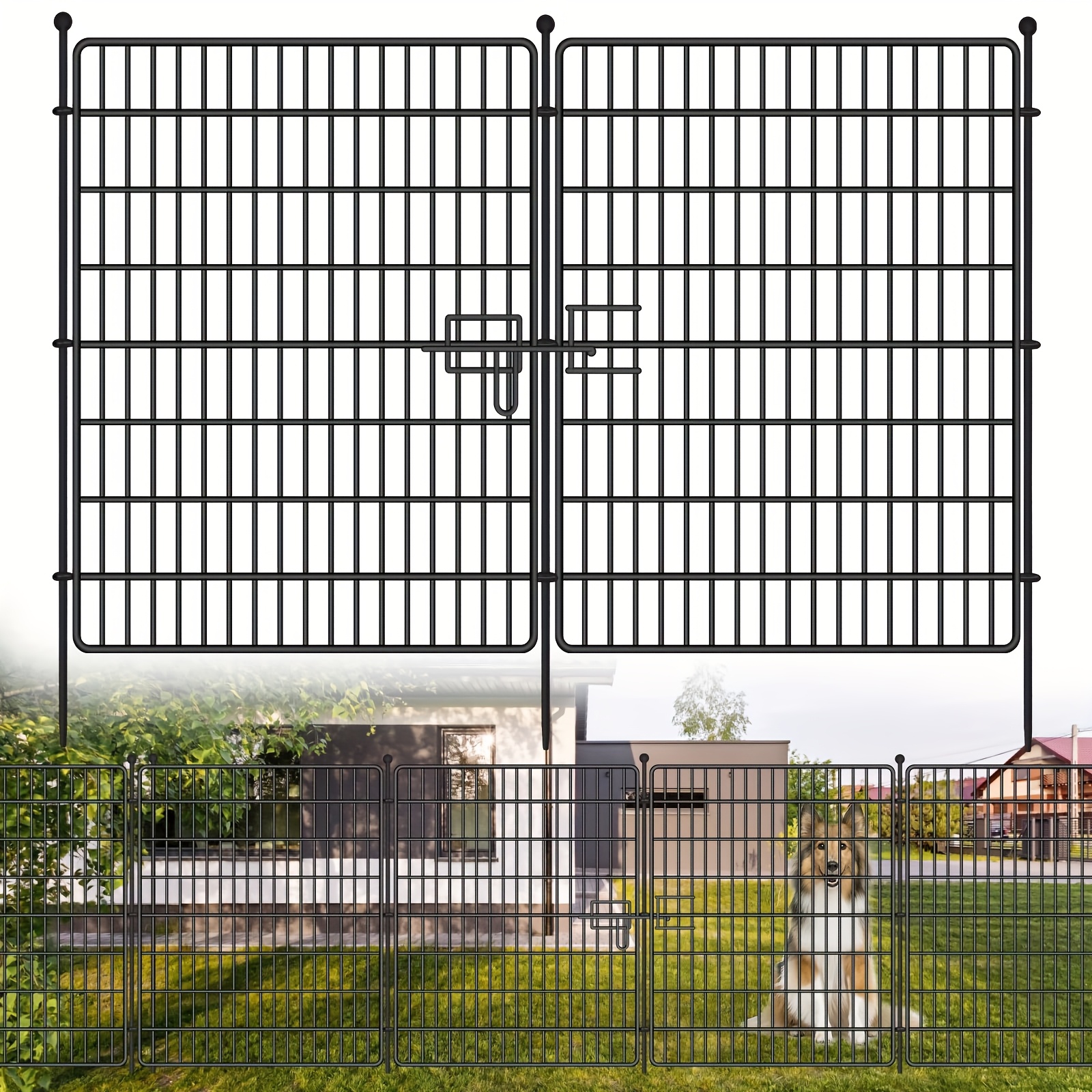 Ornamental Garden Barrier, 15 Sections Of Decorative Fencing With For Outdoor Spaces, Yard, Patio, Measuring 32 Inches In Height And 36 Feet In Length, Designed As An Animal Deterrent Metal Panel