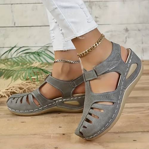 platform sandals women s solid color ankle buckle strap soft