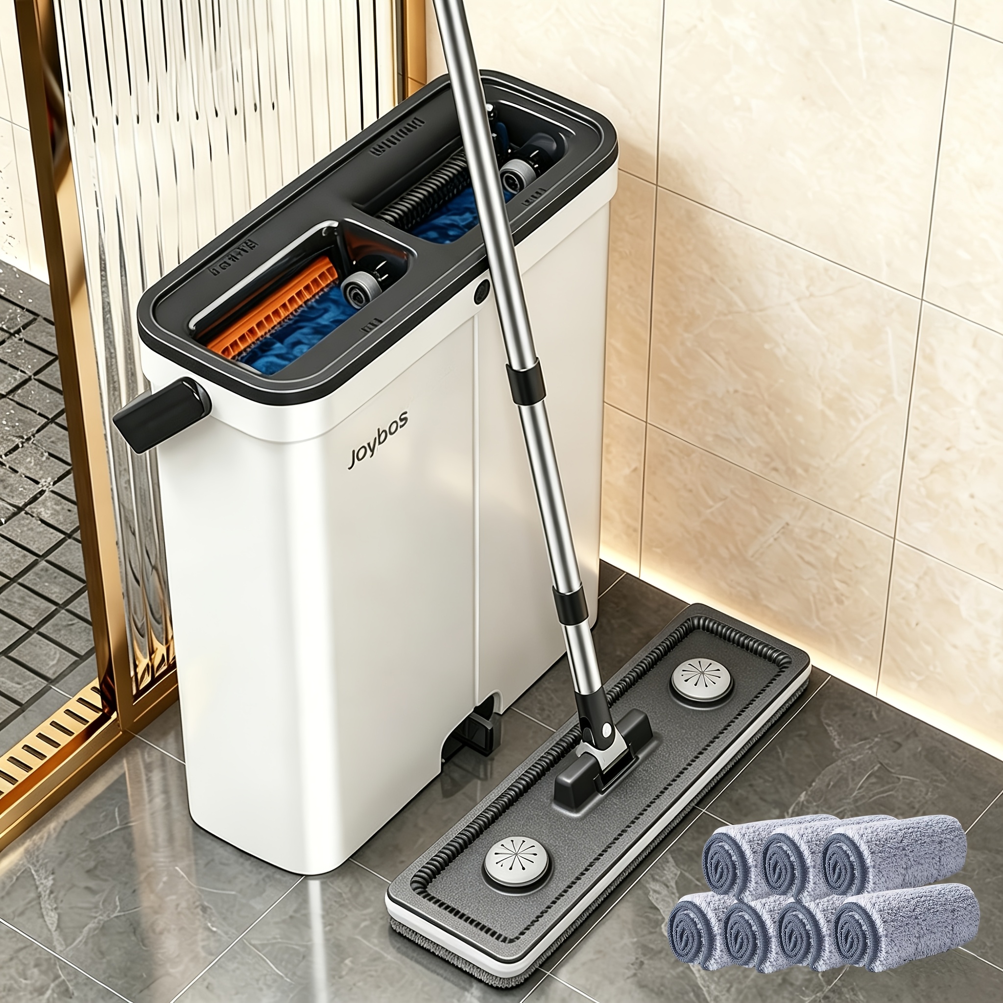 compact mop and bucket set flat mop and   mop bucket with wringer hands   mop wet dry mop for apartment wall mop 7 washable microfiber mop pads