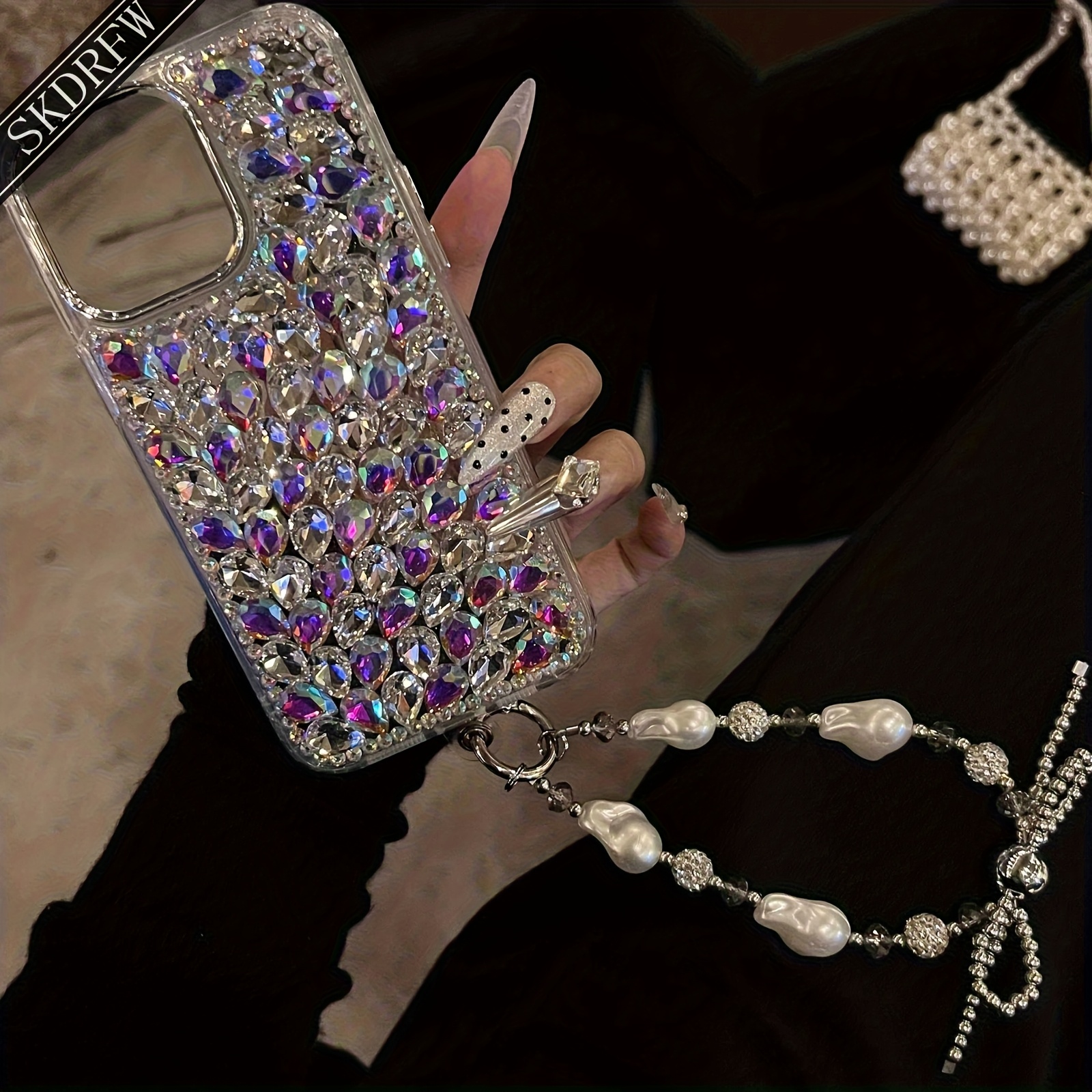 TEMU Étui de téléphone : Étui de luxe léger haut de gamme à écran complet avec bracelet nœud en strass pour iPhone 18/18 Pro/18 Pro Max/17/17 Air/17