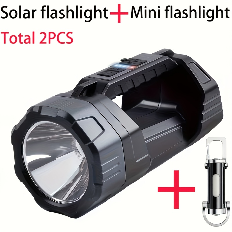 TEMU . A Total Of 2 Units. Led Portable Lamp With Cob Side Lights, Usb Rechargeable Handheld Spotlight With Battery Level Display, Portable Emergency