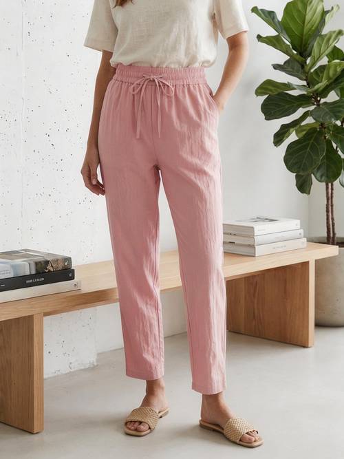 summer quick drying fabric elastic waist drawstring cropped sports casual pants womens spring drape straight leg harem pants commuting daily versatile carrot pants