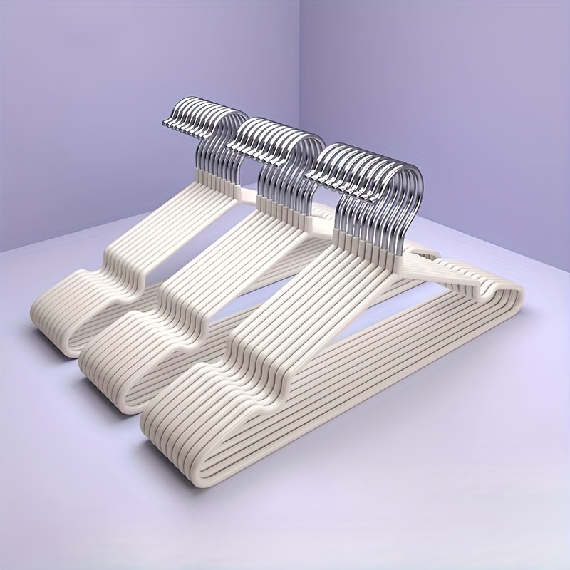 TEMU 10 pièces Lot de Cintres Métalliques Antidérapants et Durables avec Revêtement en Caoutchouc. Ces Cintres de Place avec Encoches pour Épaules