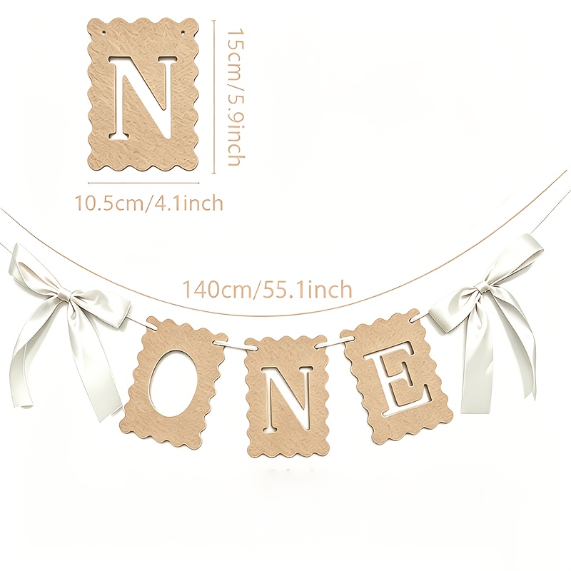 TEMU 1pc / Ins-style High Chair Banner, Felt Wavy Edge Garland With A Satin Bow, 1st Birthday Party Decoration For Baby, 1st Birthday Photo Backdrop