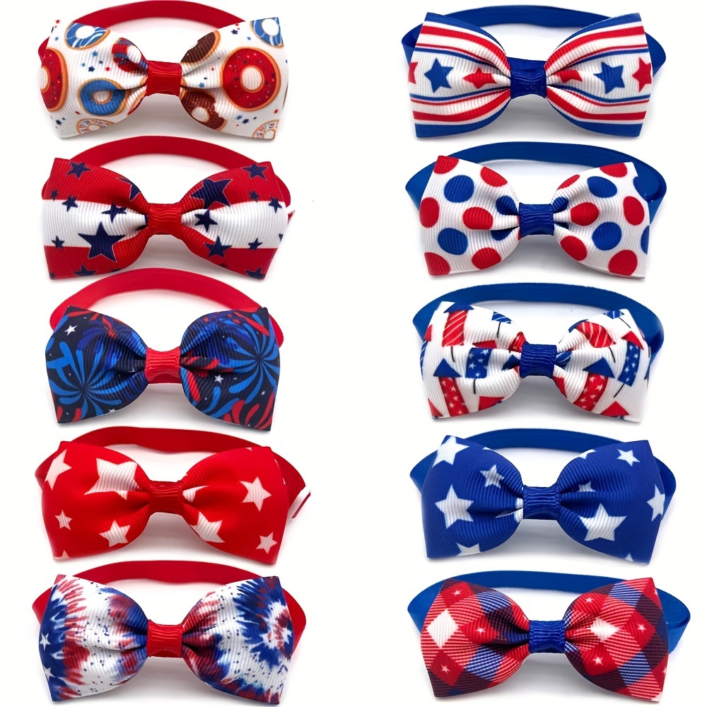 

10pcs/pack Pet American Independence Days Product Dog Bow Ties Neckties, 4th Of July Us Flag Style Small Dog Grooming Bows
