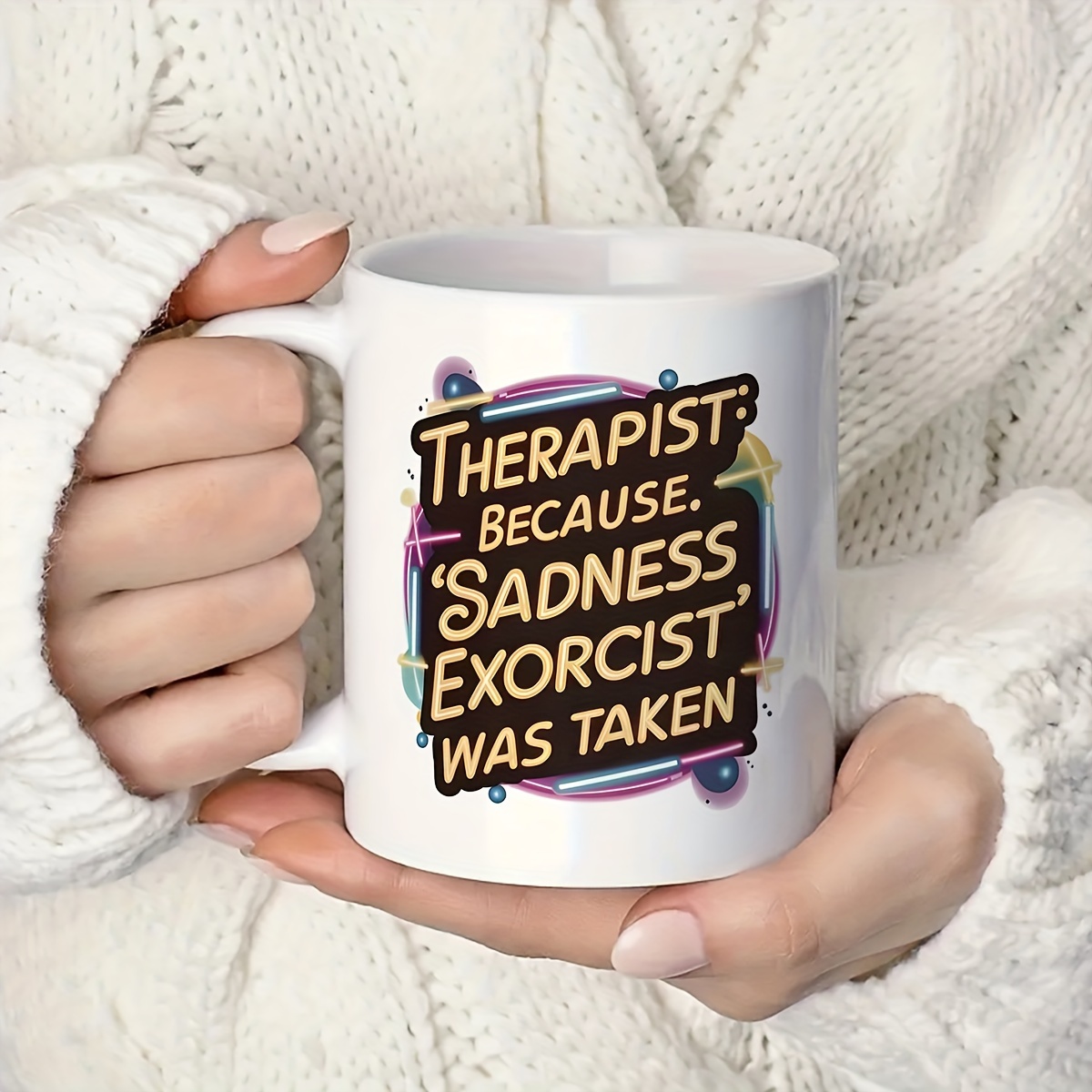 

Sadness " Therapist Humor Mug - 11oz White Ceramic Coffee Cup, Double-sided Design, Perfect Gift For Him Or Her