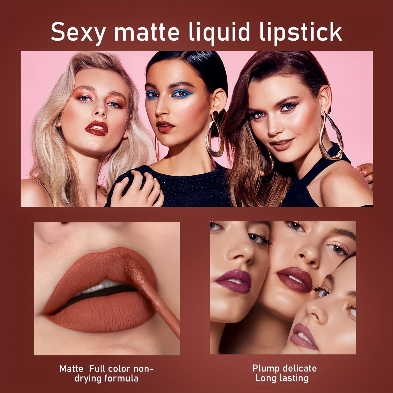 6 pcs matte liquid lipstick set long lasting non stick waterproof suitable for all skin types   red hues details 11