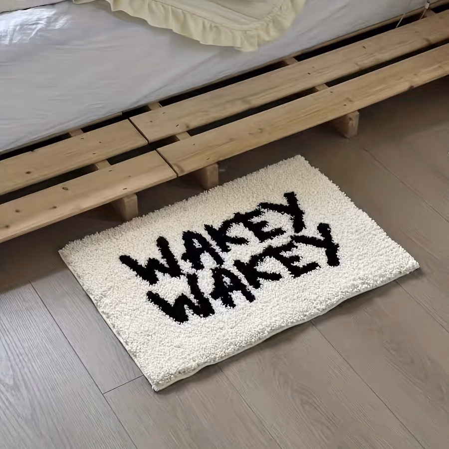 flocked carpet 1800g minimalist letter flocked carpet bedside rug for bedroom autumn winter plush small rug absorbent non slip bathroom door mat Product details 8