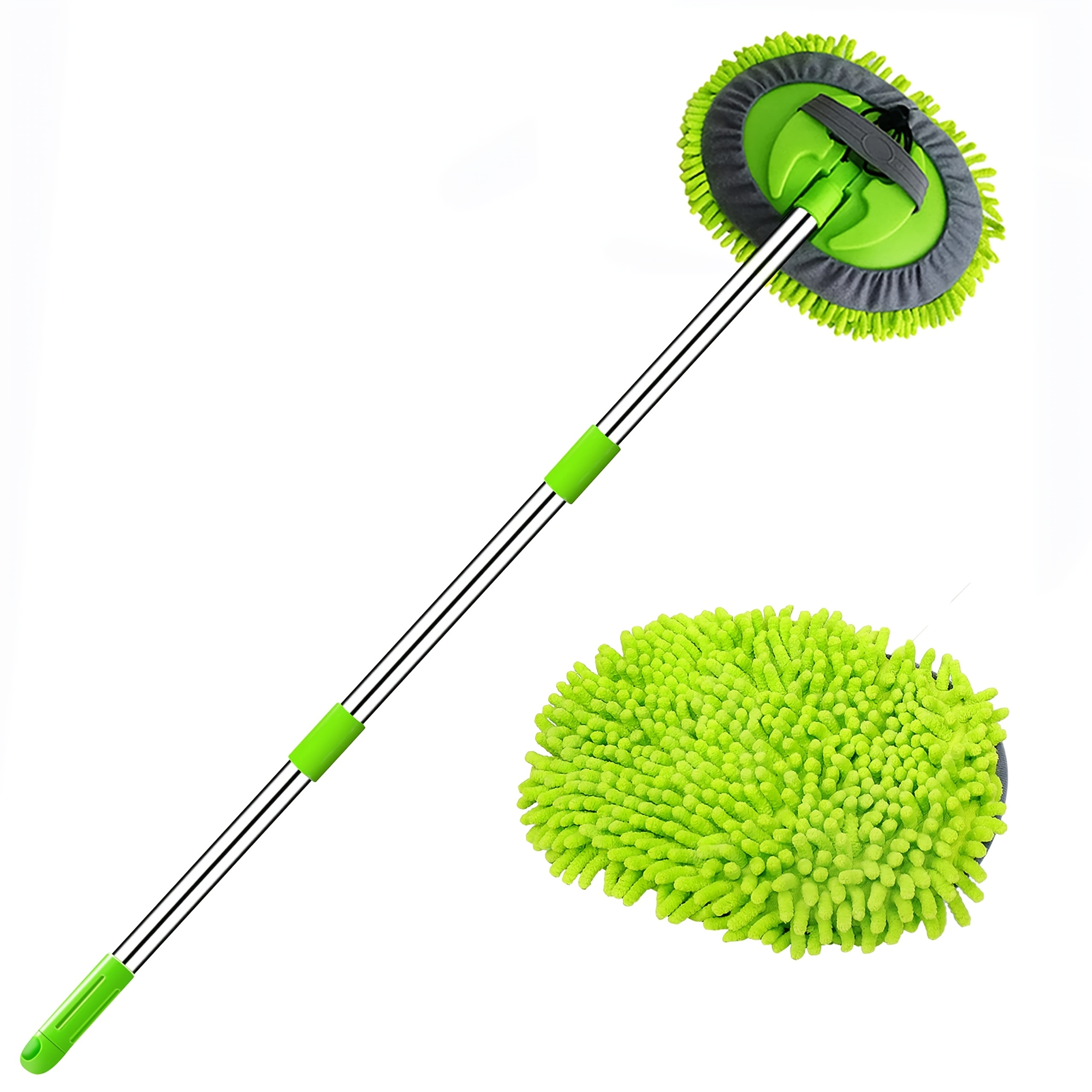 TEMU Car Wash Brush, 15 ° Bent Car Wash Brush With Retractable Handle, Car Mop, Car Cleaning Brush Car Wash Brush For Rv, Truck, Car Microfiber