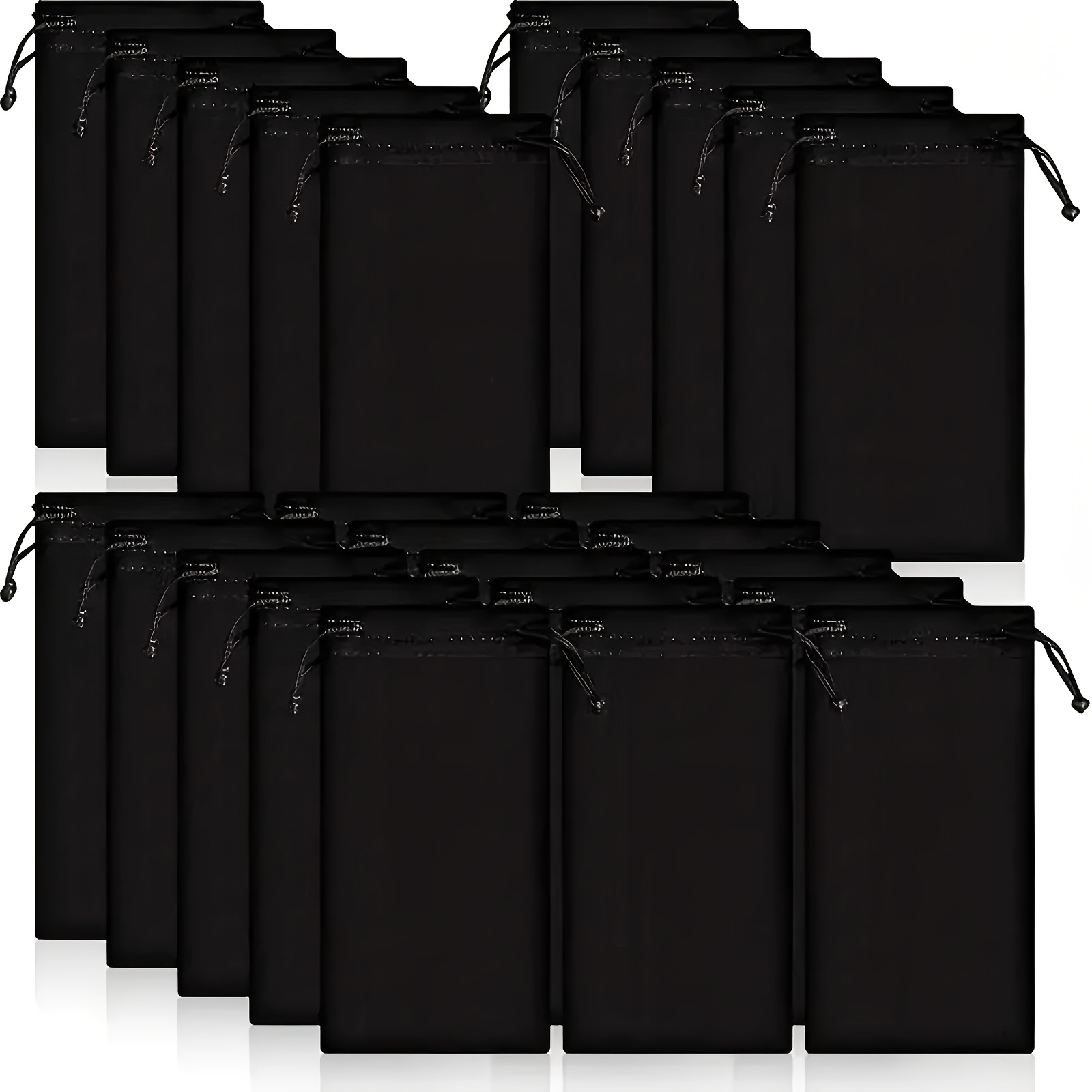 TEMU 25pcs Black Microfiber Goggle Bags With Drawstring Closure - Soft And Durable Eyewear Cases, Suitable For Fashion Glasses And Reading Glasses