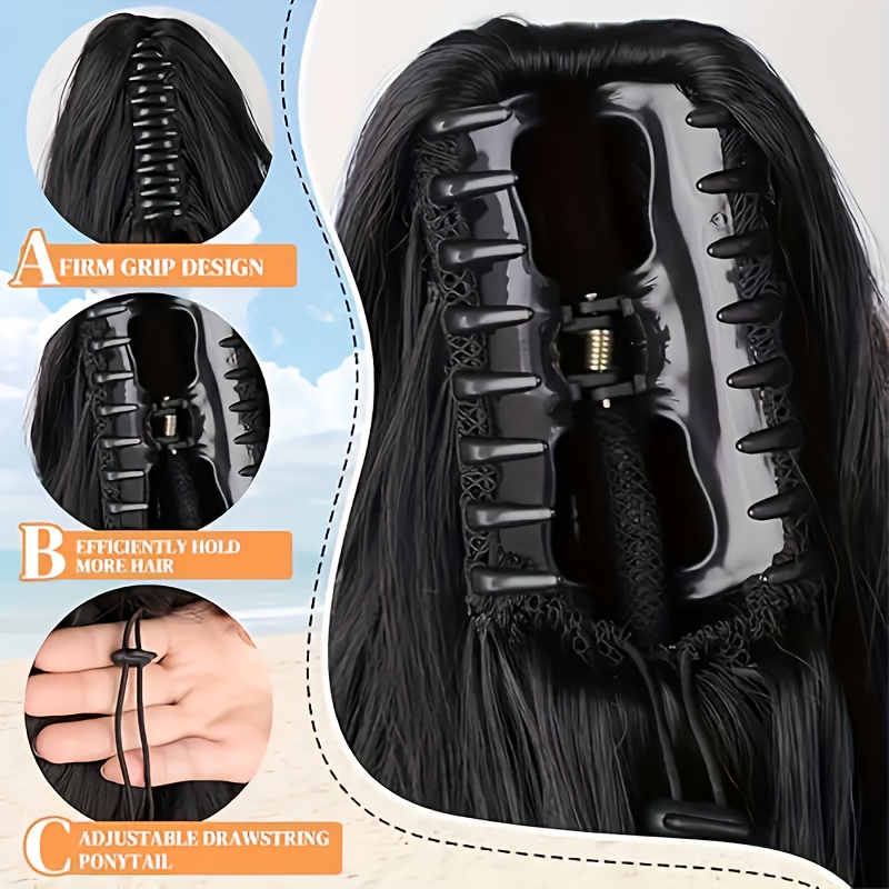45.72cm women s clip-in ponytail extension - heat-resistant synthetic hair for parties, cosplay &   - natural look, easy to style, fits all   details 1